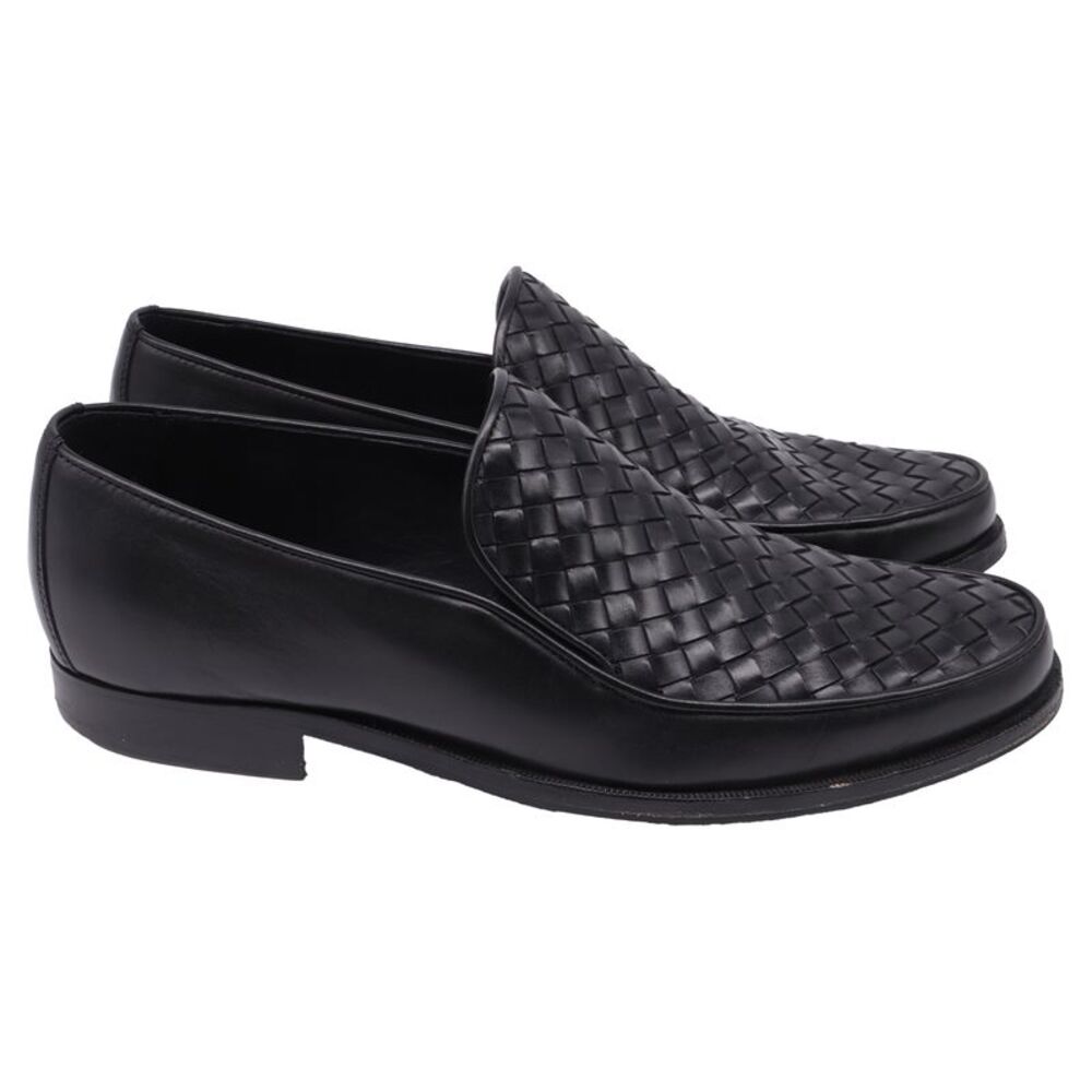 Bottega Veneta Intrecciato Woven Loafers in Black Leather